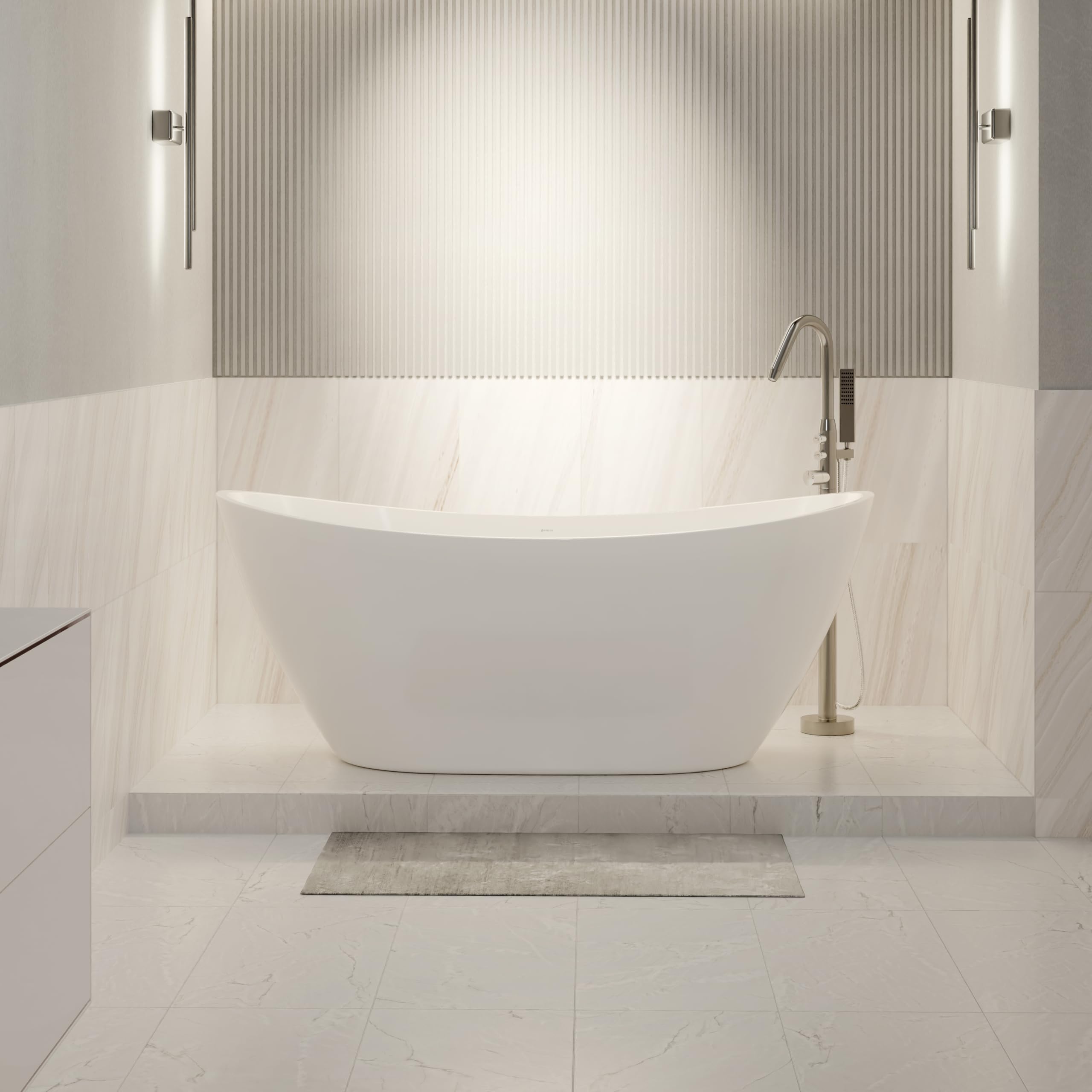 Vasca da bagno freestanding BELLAGIO 2.0 acrilico - dimensioni e colore a scelta, Colore:Bianco lucido, Dimensioni:180x80 cm