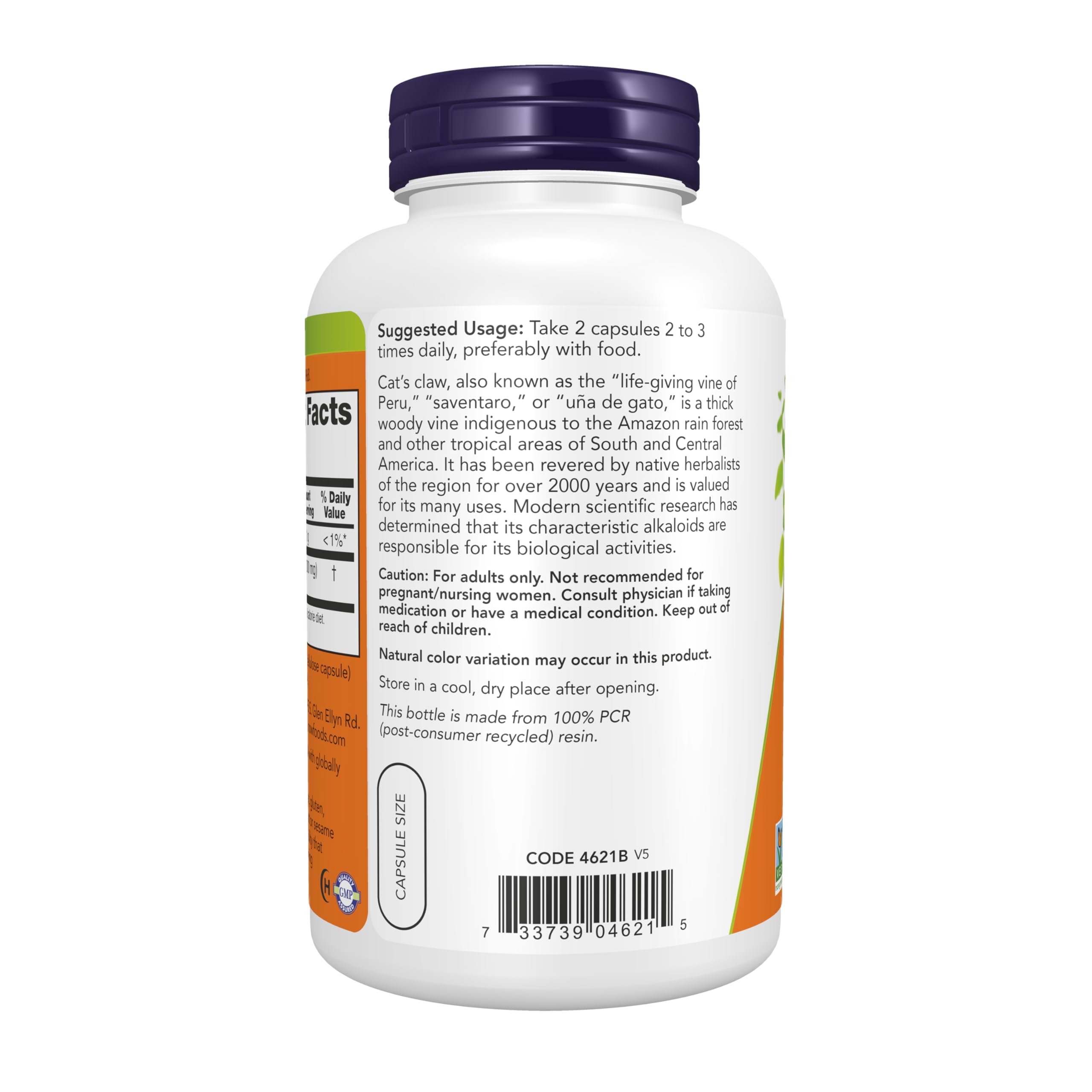 NOW Supplements, Cat's Claw 500 mg, Herbal Supplement, 250 Veg Caps — Amazon image 3