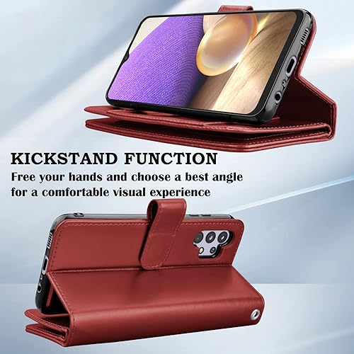 Miniatura 5 de Takfox Funda para Samsung Galaxy A32 5G, Galaxy A32 5G, piel sintética con ranuras para tarjetas de crédito, funda magnética desmontable para