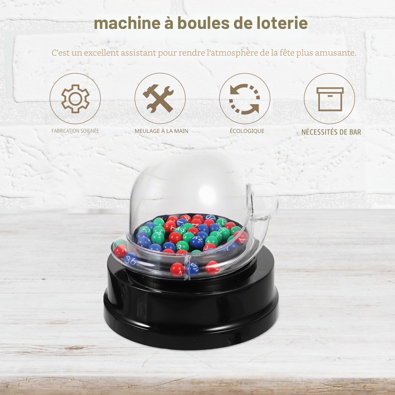 ibasenice Electric Lottery Machine Automatic Bingo Cage Ball Selector Black | ABS and PP plastic, automatic button draw, clear viewing globe, battery operated, compact size for travel and party tables