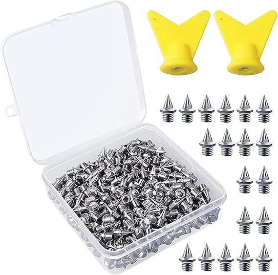 GIONAR Leichtathletik-Spikes 6mm - 50 Stück Stahl-Spikes Mit Schlüssel