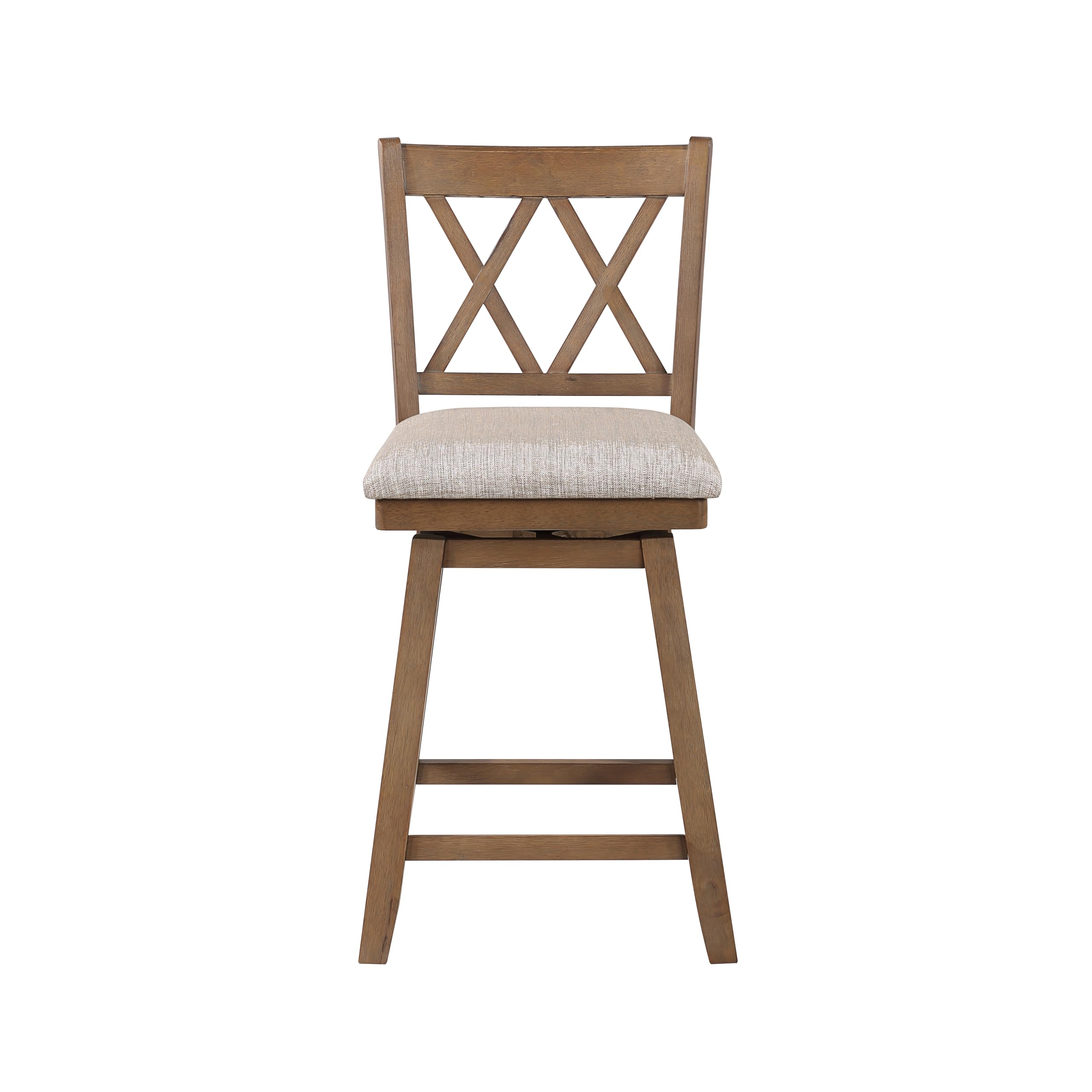 Home Brookline Swivel Bar Stool Chair with 360° Turn Mechanism, Rustic Farmhouse Stools for Kitchen Counter with Cushion, 24