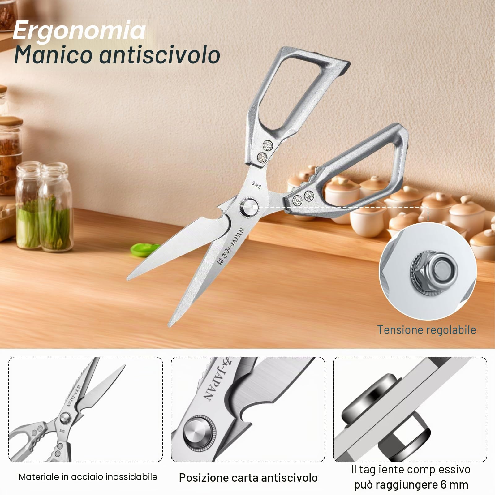 2 Pezzi Forbici da Cucina Professionali, Trinciapollo Acciaio Inossidabile, Forbice per Pizza, Multifunzione con Apribottiglie, Resistente e Lavabile in Lavastoviglie, per Pollame, Pesce, Noci, Regalo