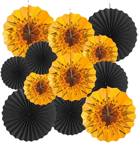 Miniatura 46 de MOWO Abanicos de papel rosa y naranja intenso, decoración de pared para colgar en el techo, decoración para otoño, otoño, Acción de Gracias, baby