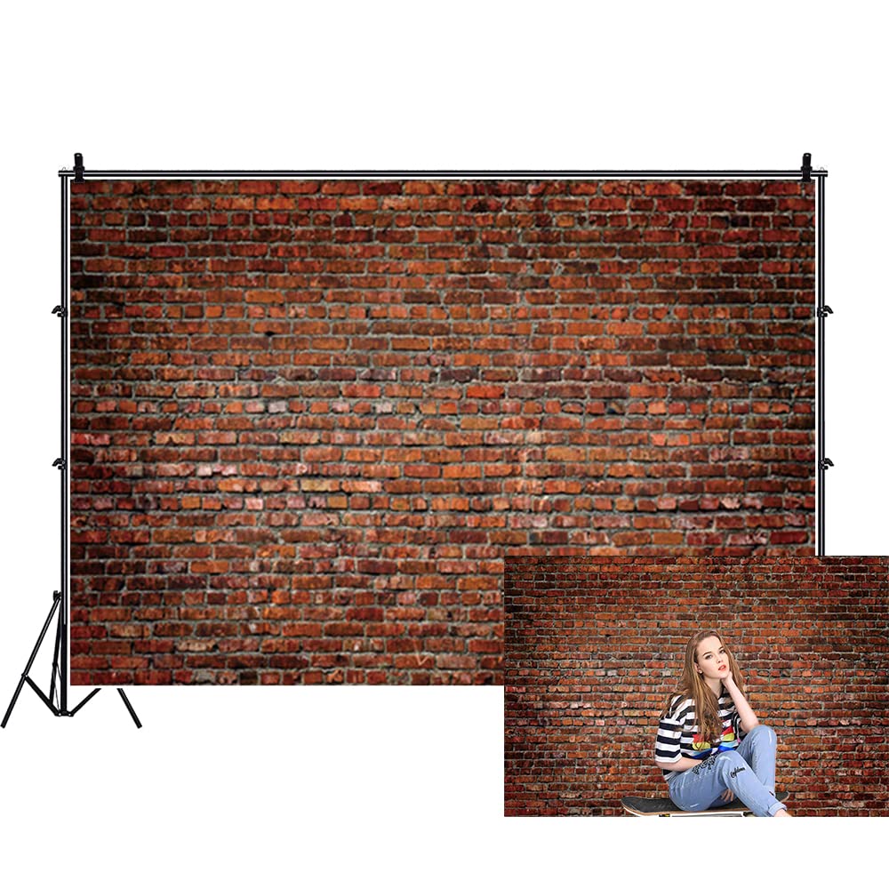 Renaiss 7x5ft Red Brick Wall Backdrop Polyester Fabric Rustic Old Brick Photo Photography Background for Newborn Baby Shower Kids Adult Birthday Party