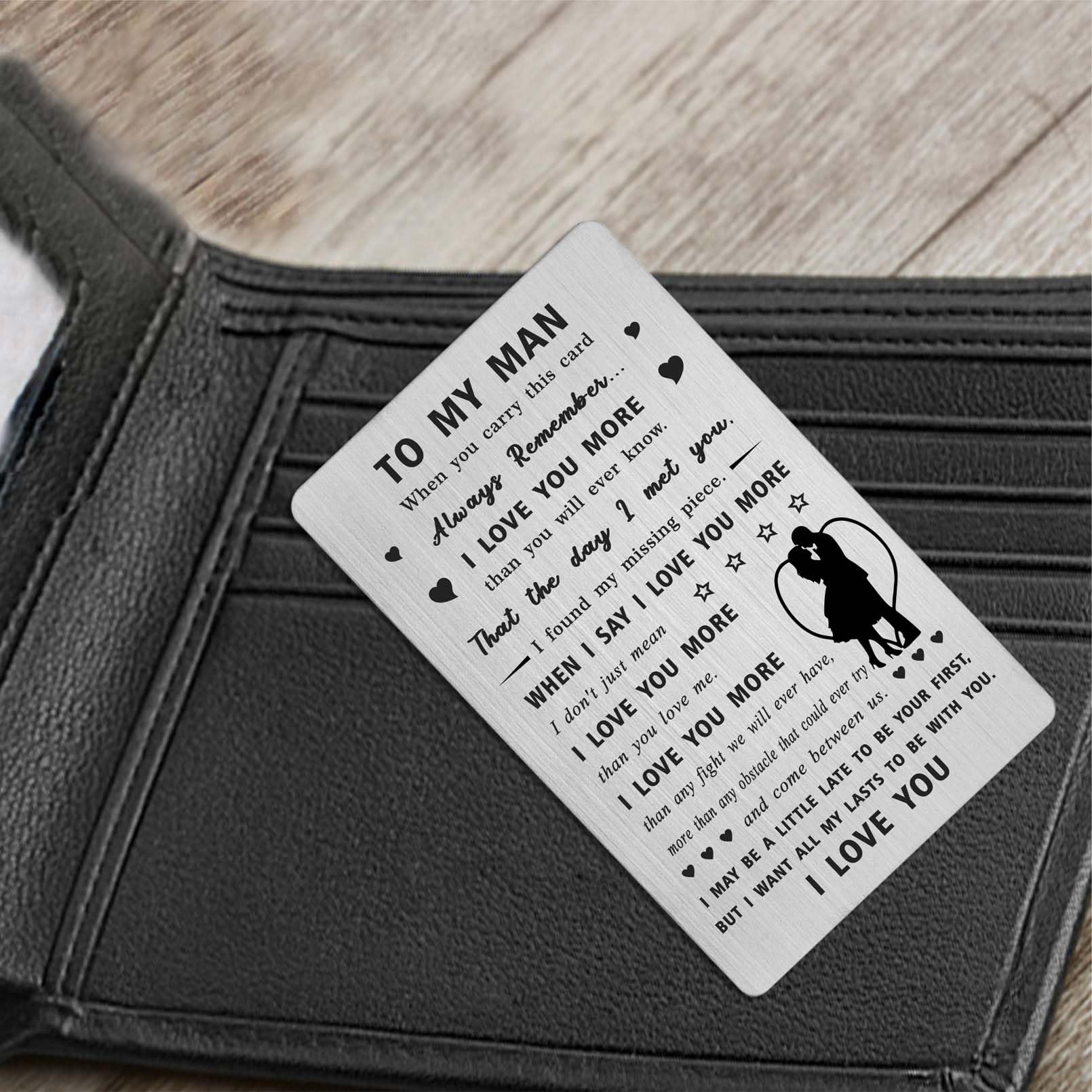 „Always Be Safe“ Brieftaschen-Karte Für Ihn – Graviert Aus Metall, Liebesbotschaft Für Ehemann/Freund