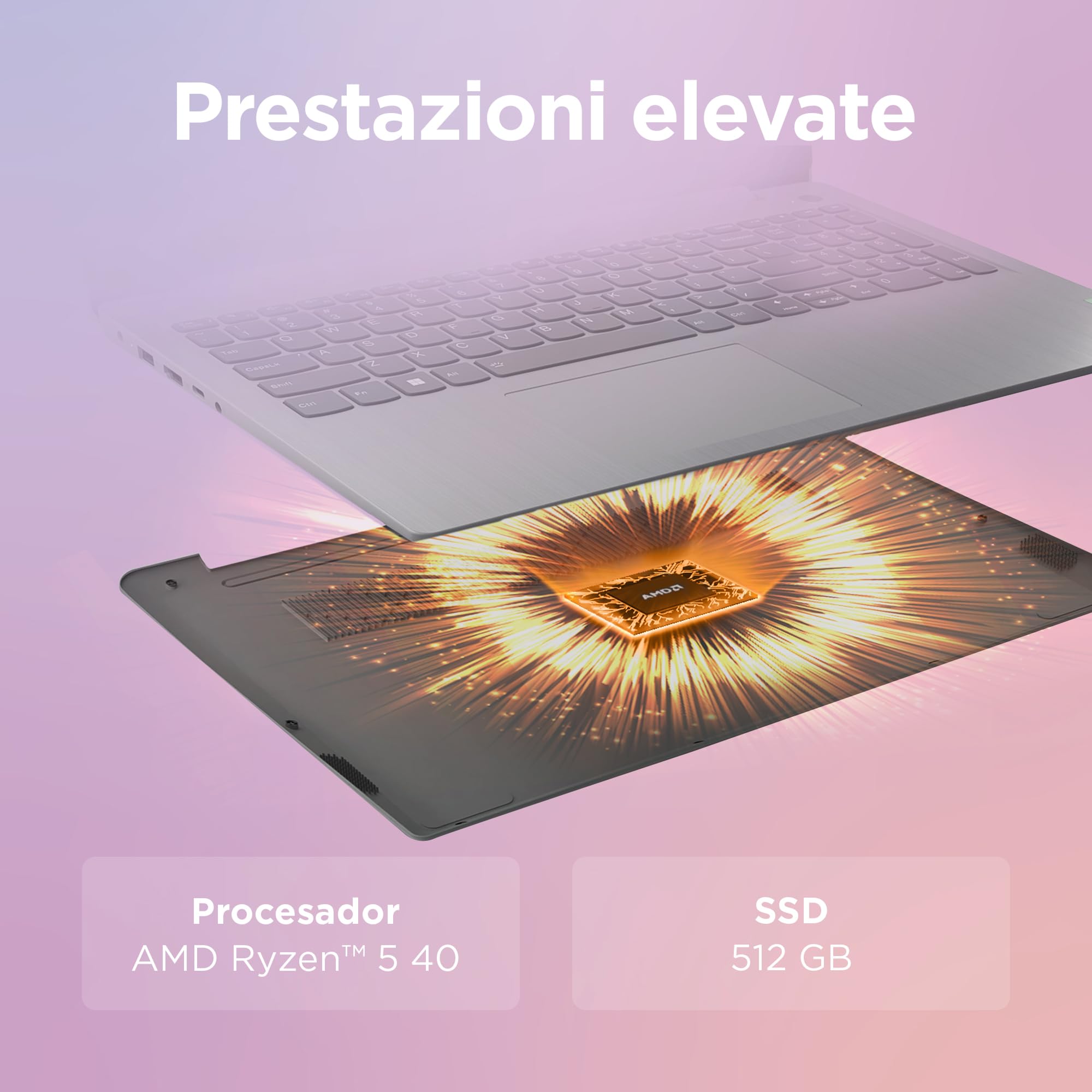 Lenovo IdeaPad Slim 3 Notebook 15" FHD (1920x1080) AMD Ryzen 5, 16GB RAM LPDDR5, 512GB SSD, WiFi 6, Windows 11 Home, Laptop per Lavoro, Studio e Uso Quotidiano - Caricatore non incluso