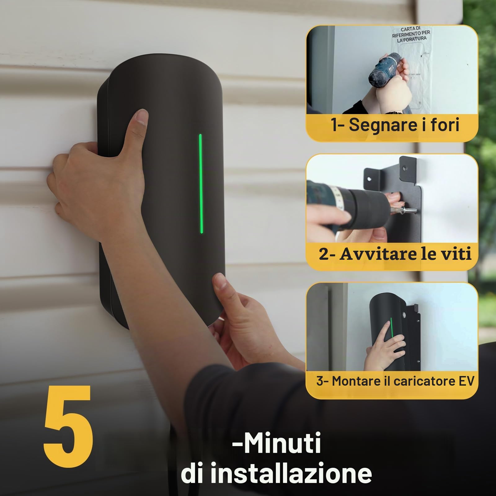 Morec Wallbox Stazione di Ricarica per Veicoli Elettrici Tipo 2 da 7KW, Caricabatterie per Auto Elettriche Monofase con Cavo di Ricarica da 6M