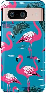 Pink Flamingo Phone Case – Tropical Palm Leaf Pattern Tough Cover, Cute Summer Beach Protective Case