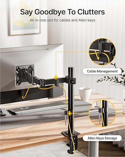 Miniatura 5 de monTEK Soporte de monitor individual para pantalla de 17 a 32 pulgadas, soporte de escritorio con brazo de monitor totalmente ajustable de hasta 22