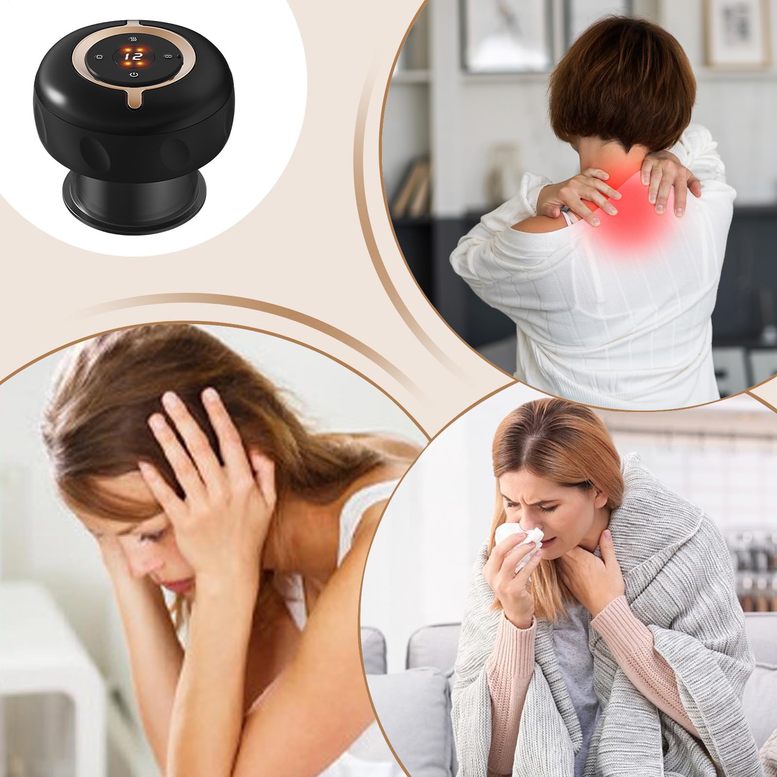 Kit de ventosas Herramientas inteligentes de masaje al vacío | Ventosas dorsales para el cuerpo espalda piernas kit casa masaje integral alivio dolor flacidez tensiones relajación