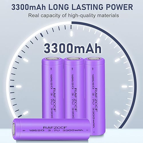 Miniatura 2 de RAFZCCF Batería recargable 18650 de 3.7 V con parte superior plana de litio para faro, linterna LED, paquete de 2
