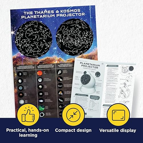 Miniatura 7 de El proyector Thames & Kosmos Planetarium Herramienta esencial STEM | Ilumina tu habitación como un teatro de planetario | Proyector doble proyecta
