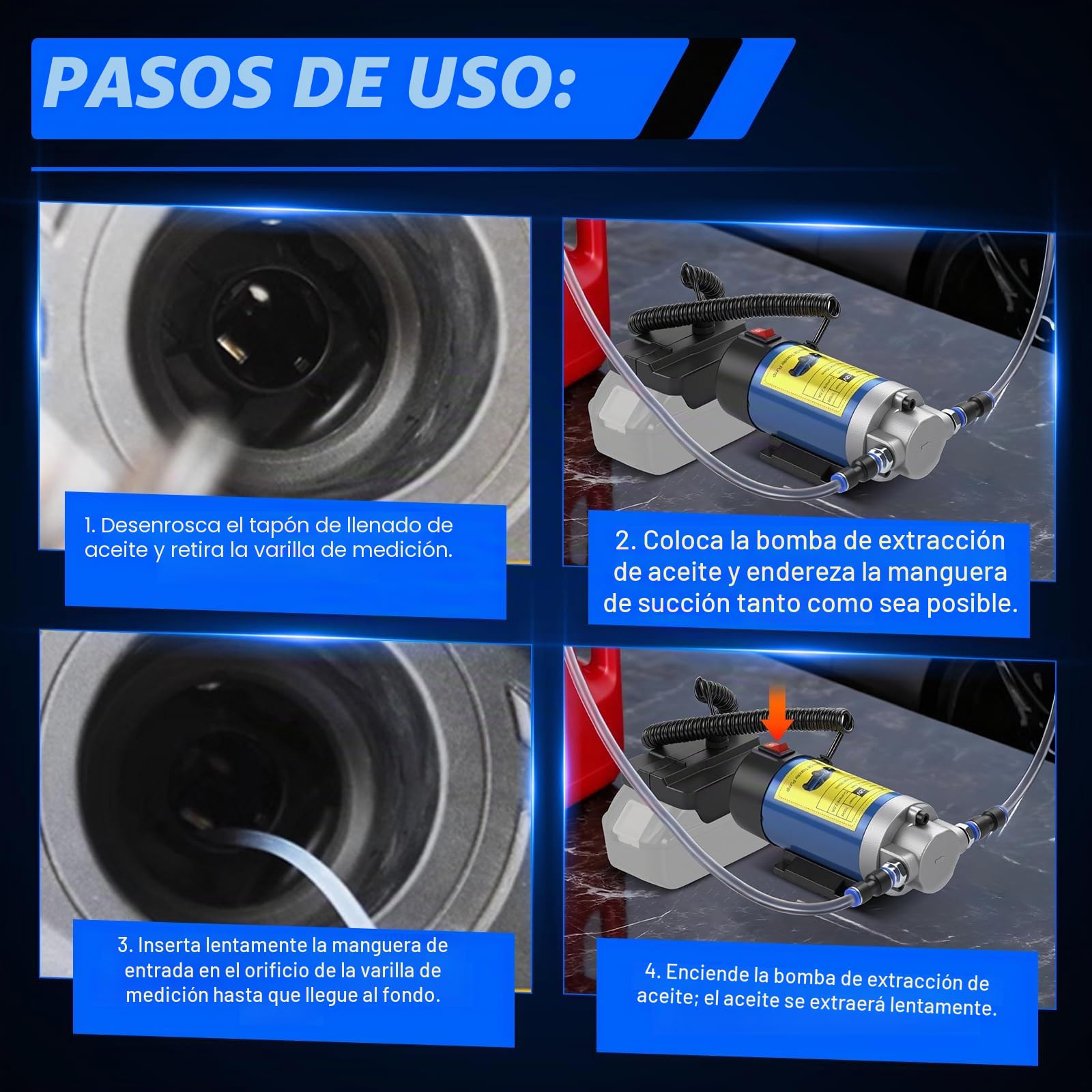Bomba de Transferencia Diésel sin cable 100W para Makita 18V (sin Batería) | Bomba Portátil de Extracción de Aceite de Motor, con 2 Mangueras, para Tractor, Caravana, Barco, Camión