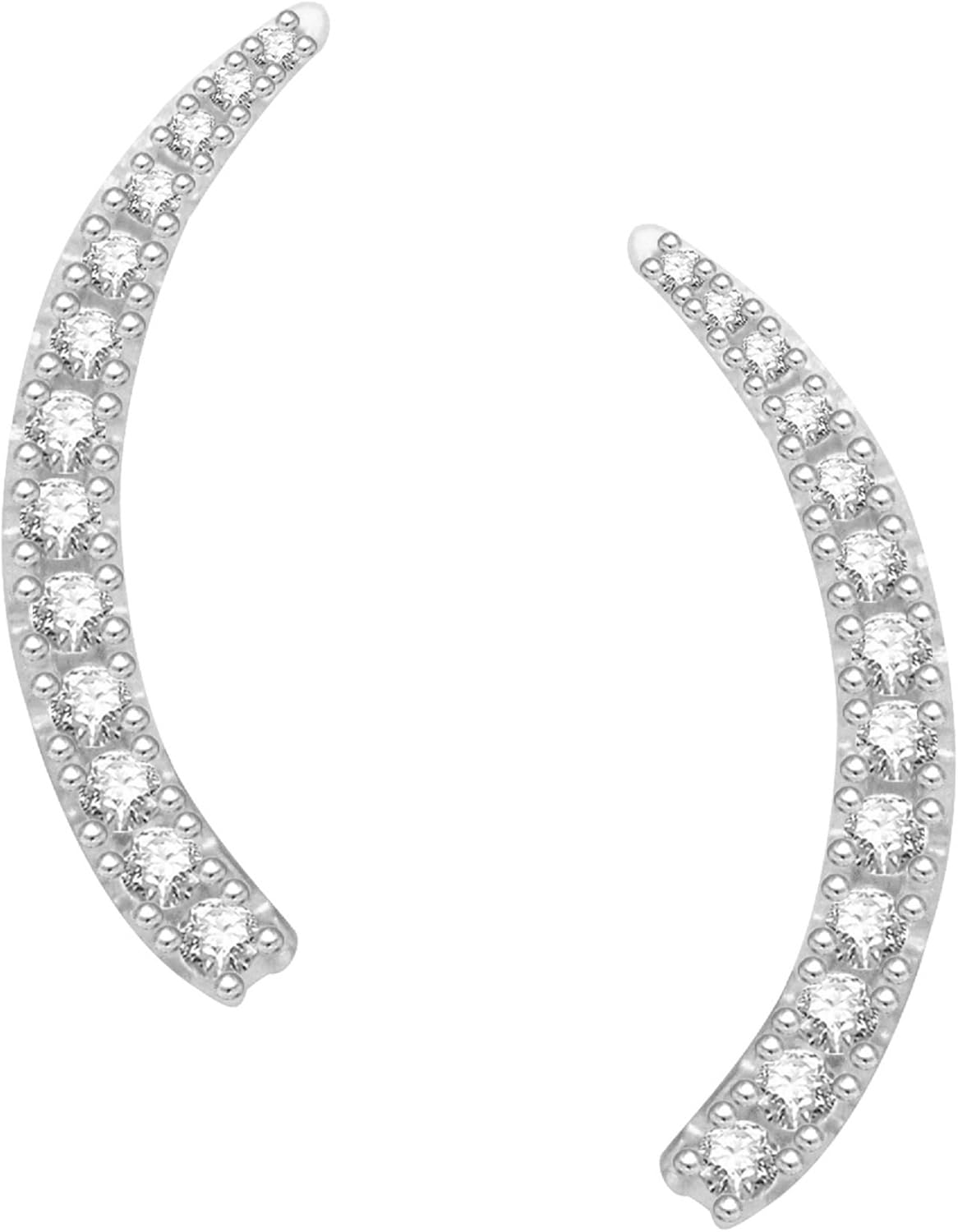 Ritastephens Sterling Silver Cubic Zirconia Ear Climber Crawler Earrings 25mm (Yellow or White)