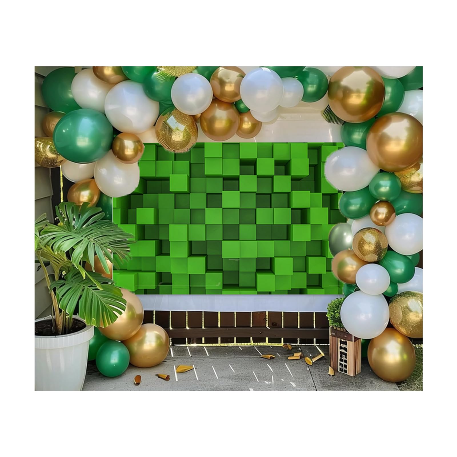 7X5FT Cubo Modello Foto Sfondo Verde Quadrato Partito Fotografia Sfondo Evento Decorazione Sfondo Cartoon Tema Festa di Compleanno Matrimonio BY318