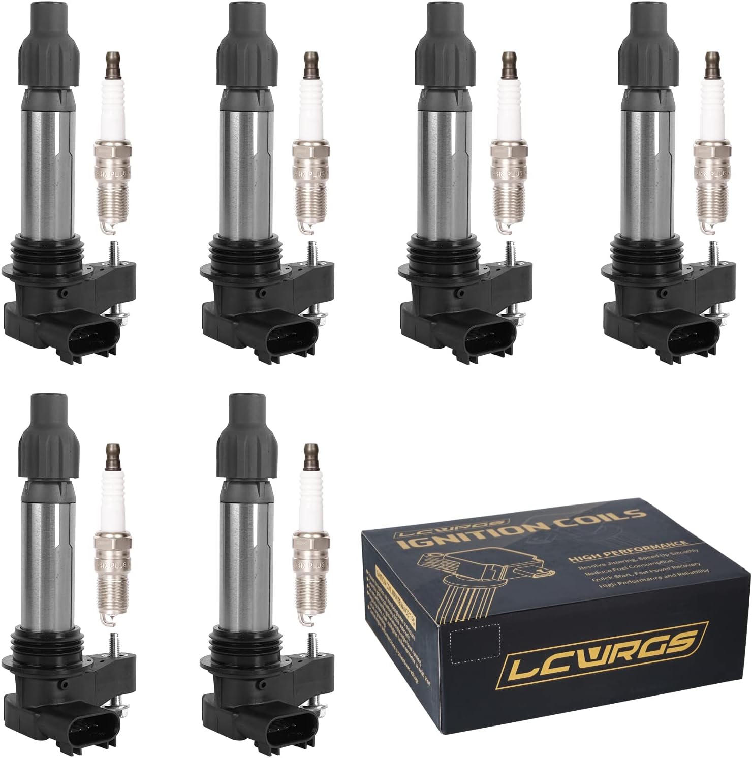 Set of 6 Ignition Coil Pack and Spark Plugs for GMC Acadia