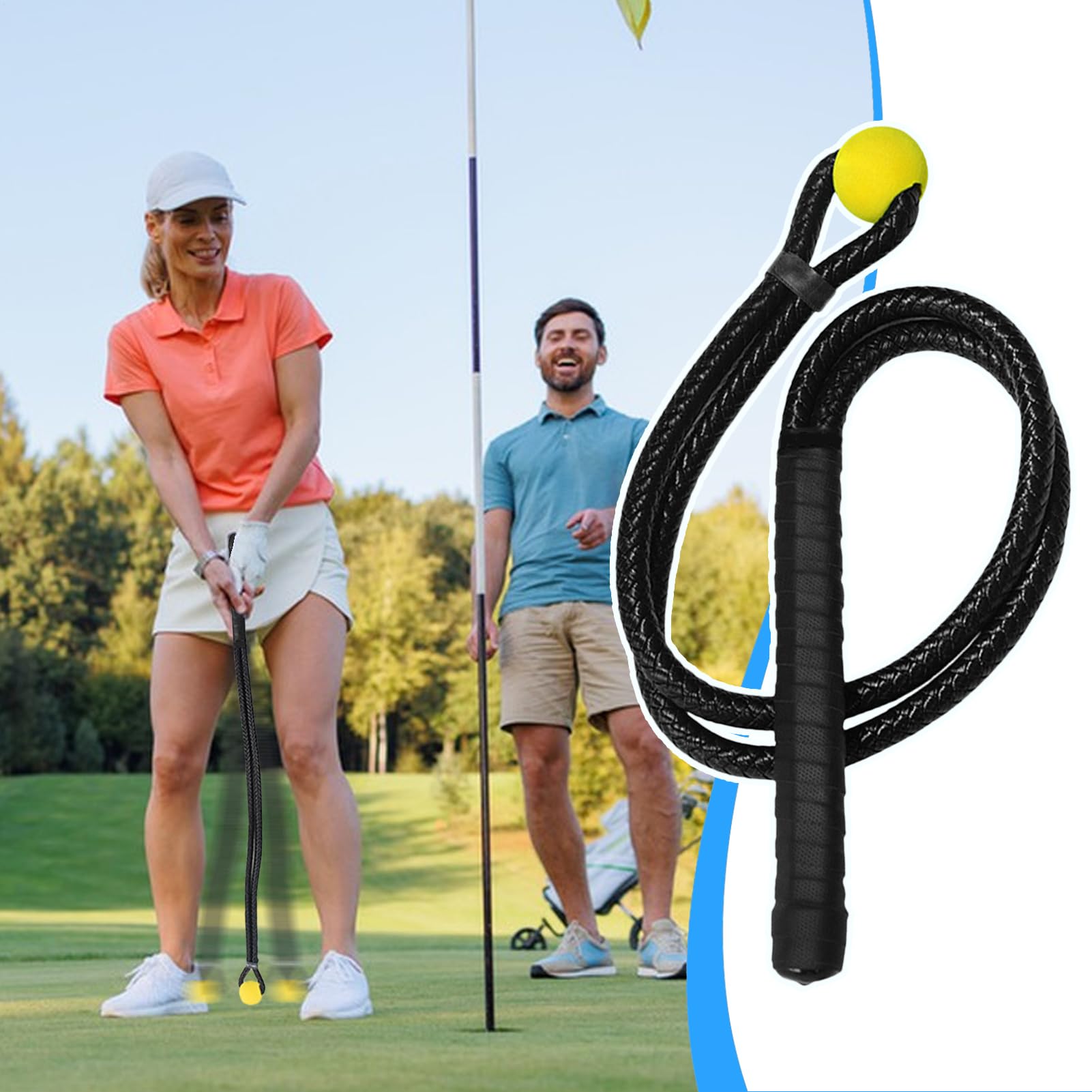 Trener huśtawki z liny golfowej i sprzęt do treningu siłowego, narzędzie do ćwiczeń golfowych do garażu, studia, zasięgu, podwórka, do ćwiczeń kursowych, do użytku w podróży dla mężczyzn, kobiet