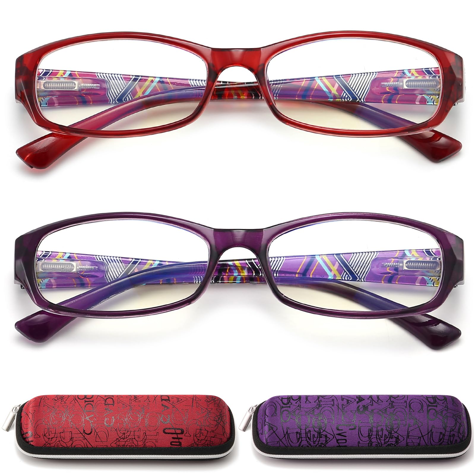 Lesebrille mit blauem Licht für Damen, rechteckiger Rahmen mit Federscharnier