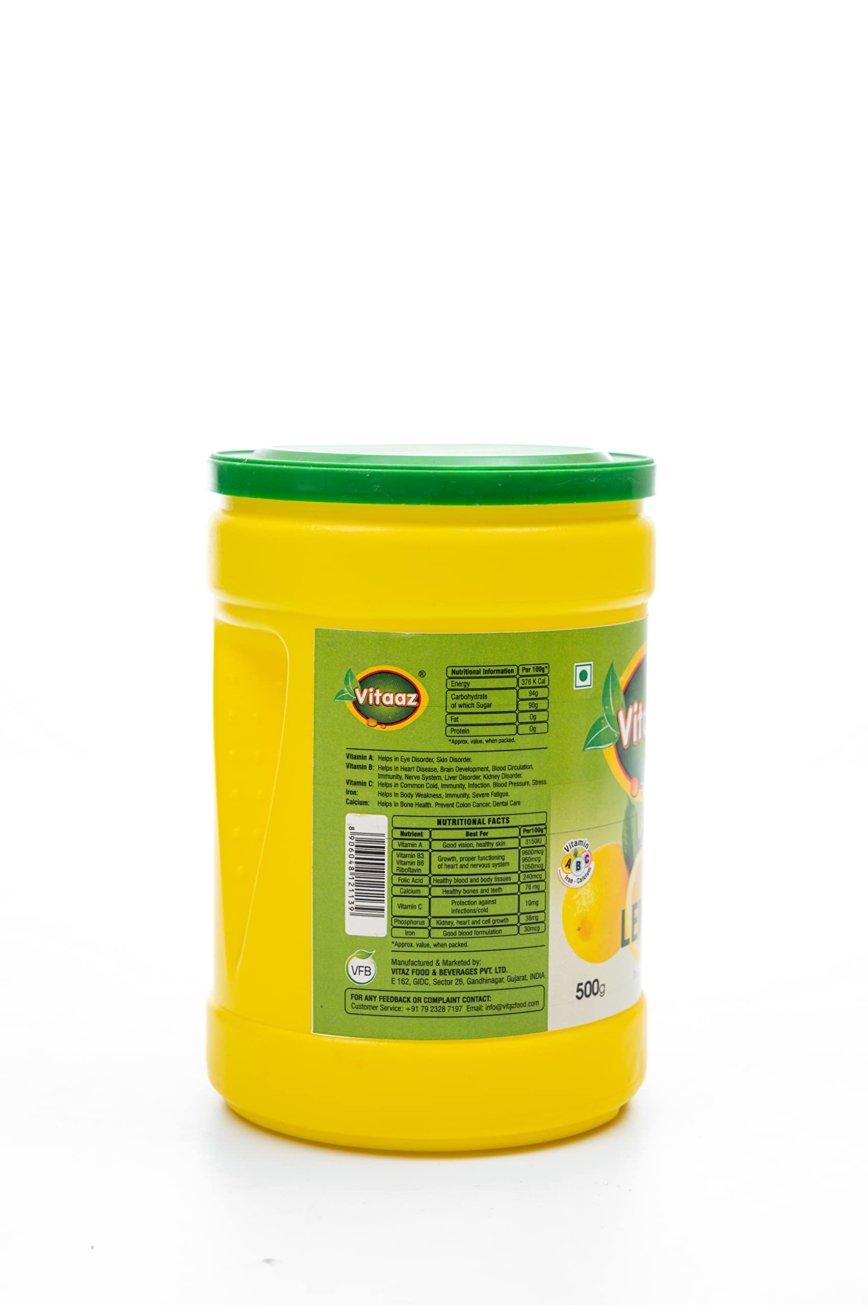 Vitaz Instant Drink Powder Mix, Lemon Flavor, 500g Jar : Amazon.in