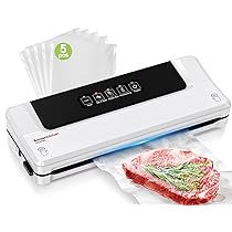 Bonsenkitchen Macchina Sottovuoto per Alimenti 4 in 1 – Macchina Sottovuoto per La Cottura Sottovuoto e La Conservazione di Alimenti Freschi, Con Modalità Vuoto Esterno