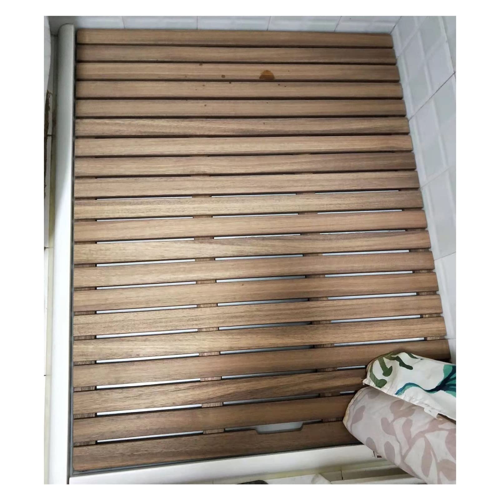 Tapis salle de bain bambou antidérapant respirant imperméable avec égouttoir diatomite
