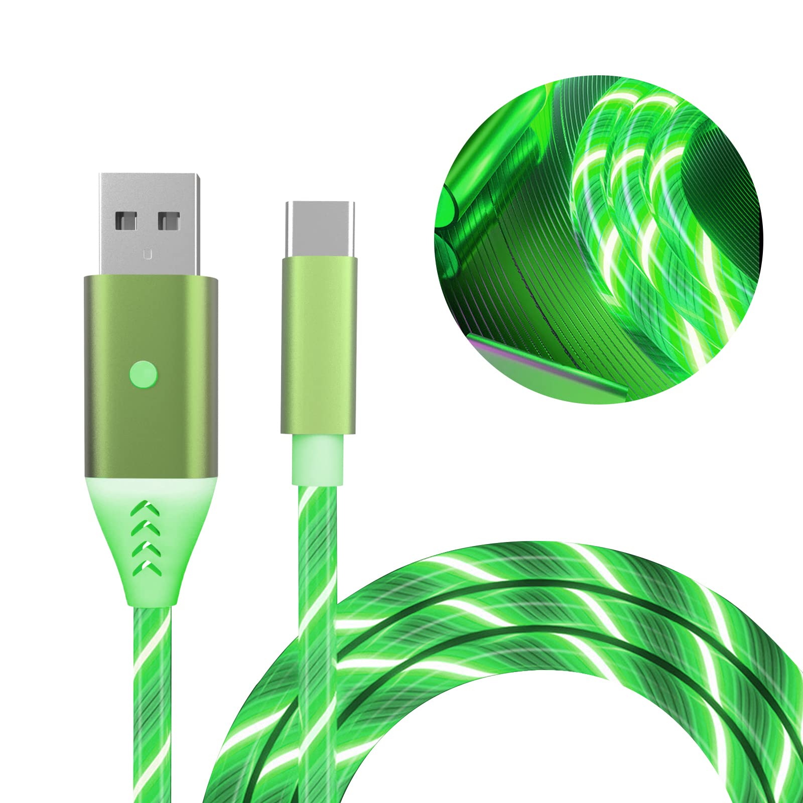Buy Upgrated USB C Light Up Charging Cable with MultiControl Switch On/Off,Flowing Led Cord