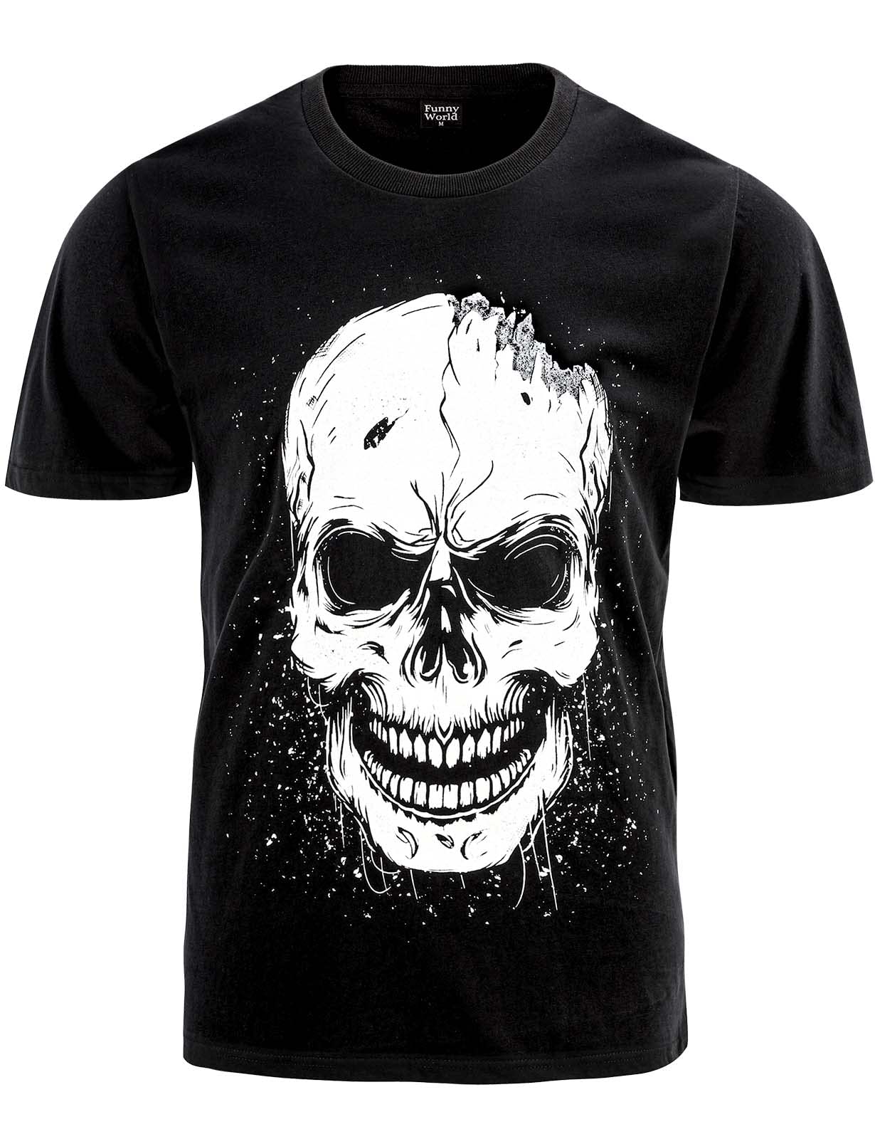 Funny WorldGlows in The Dark Men's Cotton Crew Neck Halloween T-Shirt