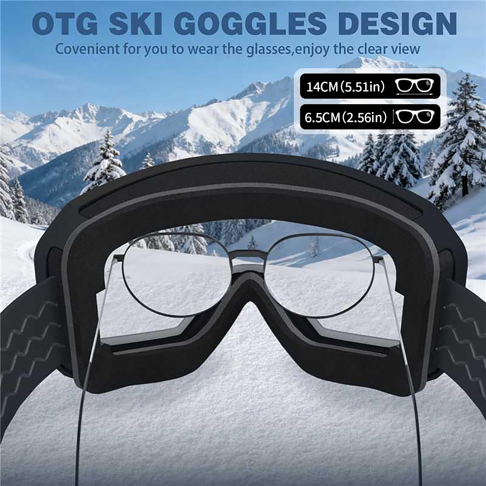 VCOROS Magnetyczne gogle narciarskie z szybką wymianą soczewki, konstrukcja OTG, przeciwmgielne gogle śnieżne, ochrona UV400, gogle snowboardowe