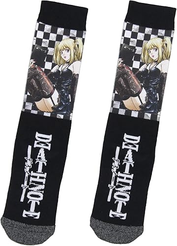 Bioworld Death Note Socks - Calcetines deportivos de manga de anime para hombre, Misa Amane de media pantorrilla, Negro -