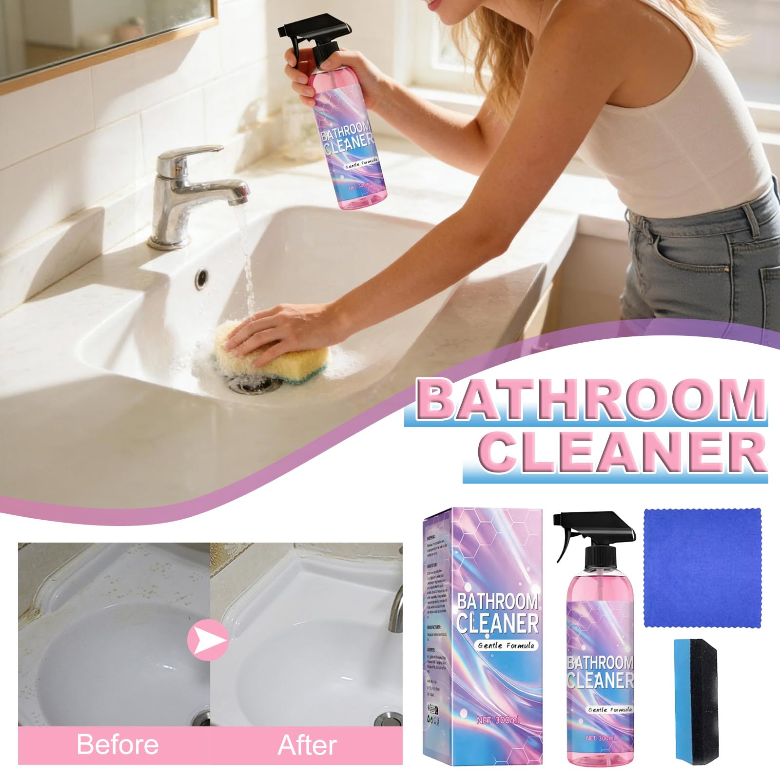 Fugen Clean Der Gute Fund,WC Reiniger,Fugenreiniger,Badreiniger,Bodenreiniger,Fensterreiniger,Küchenreiniger,Home Cleaner Für Waschbecken,Badewannen,BodenbeläGe,Fliesen(5 Stück)