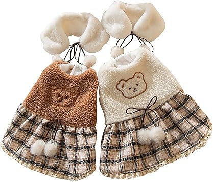 Amazon Kibia可愛い 犬服 ワンピース ドレス 春秋冬 ペット服 裏ボア 防寒 暖かい ドッグウェア ふわふわ お姫様 蝶結び柄 スカート 猫の服 洋服 脱毛保護 人気 おしゃれ 犬洋服 小型犬 中型犬 お散歩 Kibia ドレス ワンピース 通販