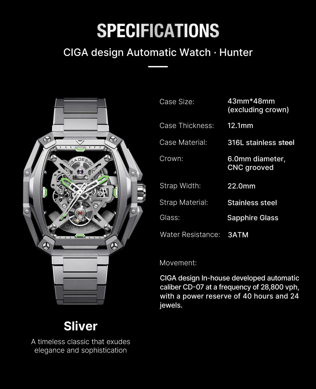CIGA Design Hunter Reloj Automático Hombre