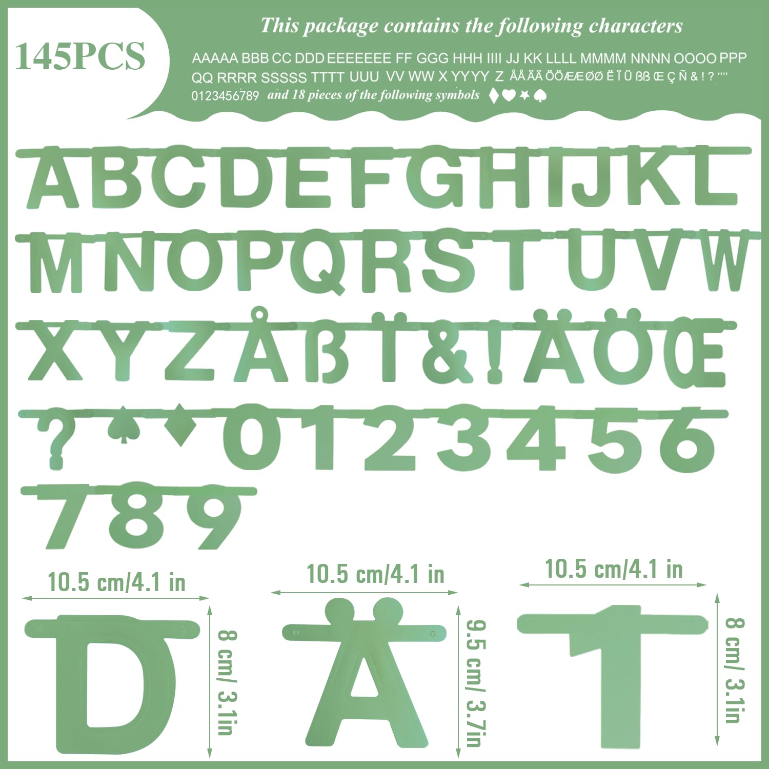 SUNBEAUTY 146-Piece Sage Green DIY Banner Letters Kit - Customizable Cardboard Letters & Symbols For Party Decor - View #4