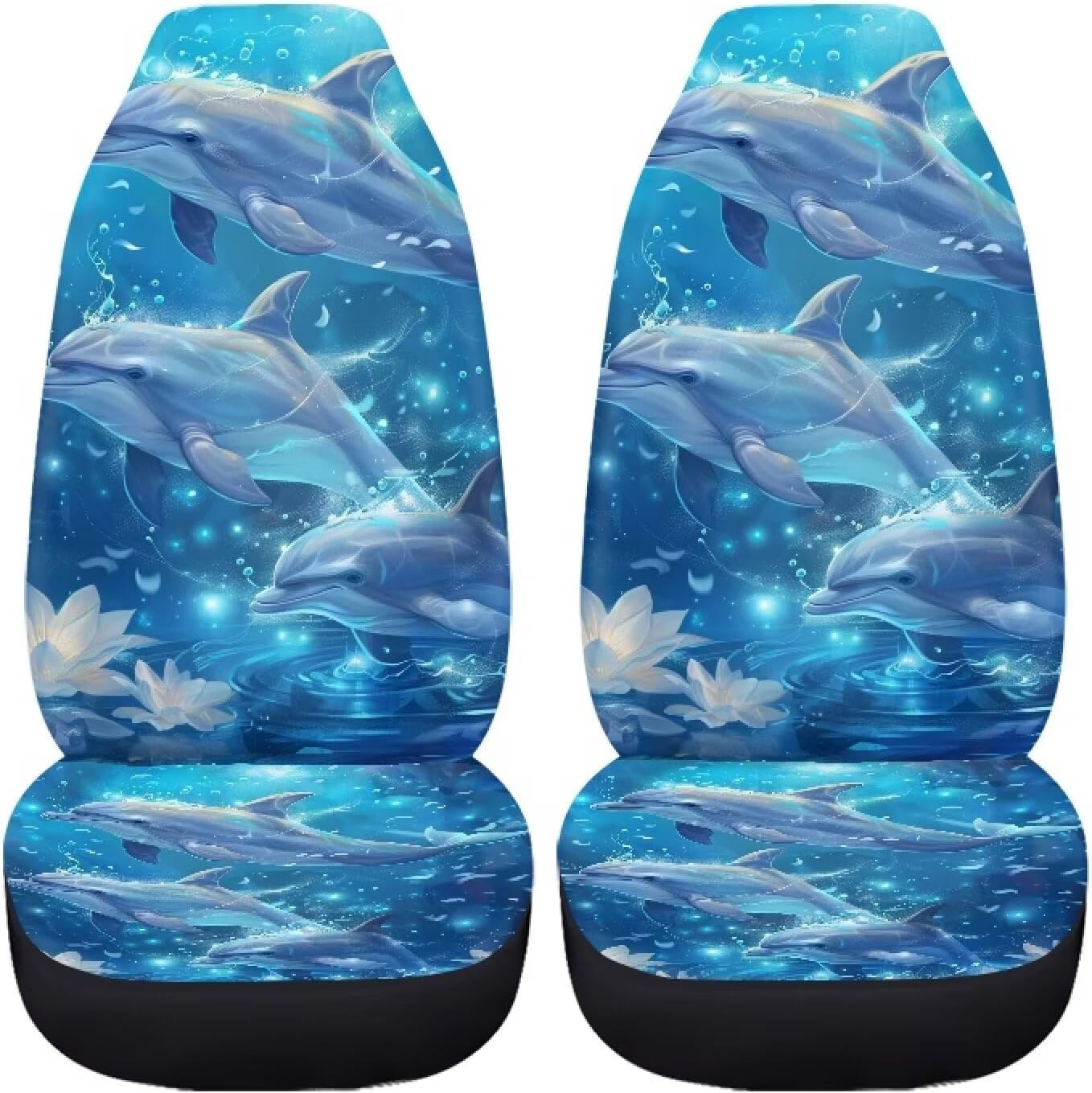 DISNIMO Ocean Dolphin Car Seat Covers Set of 2 Blue Vehicle Seat Protector Car Mat Covers, Fit Most Vehicle, Cars, Sedan, Truck, SUV, Van