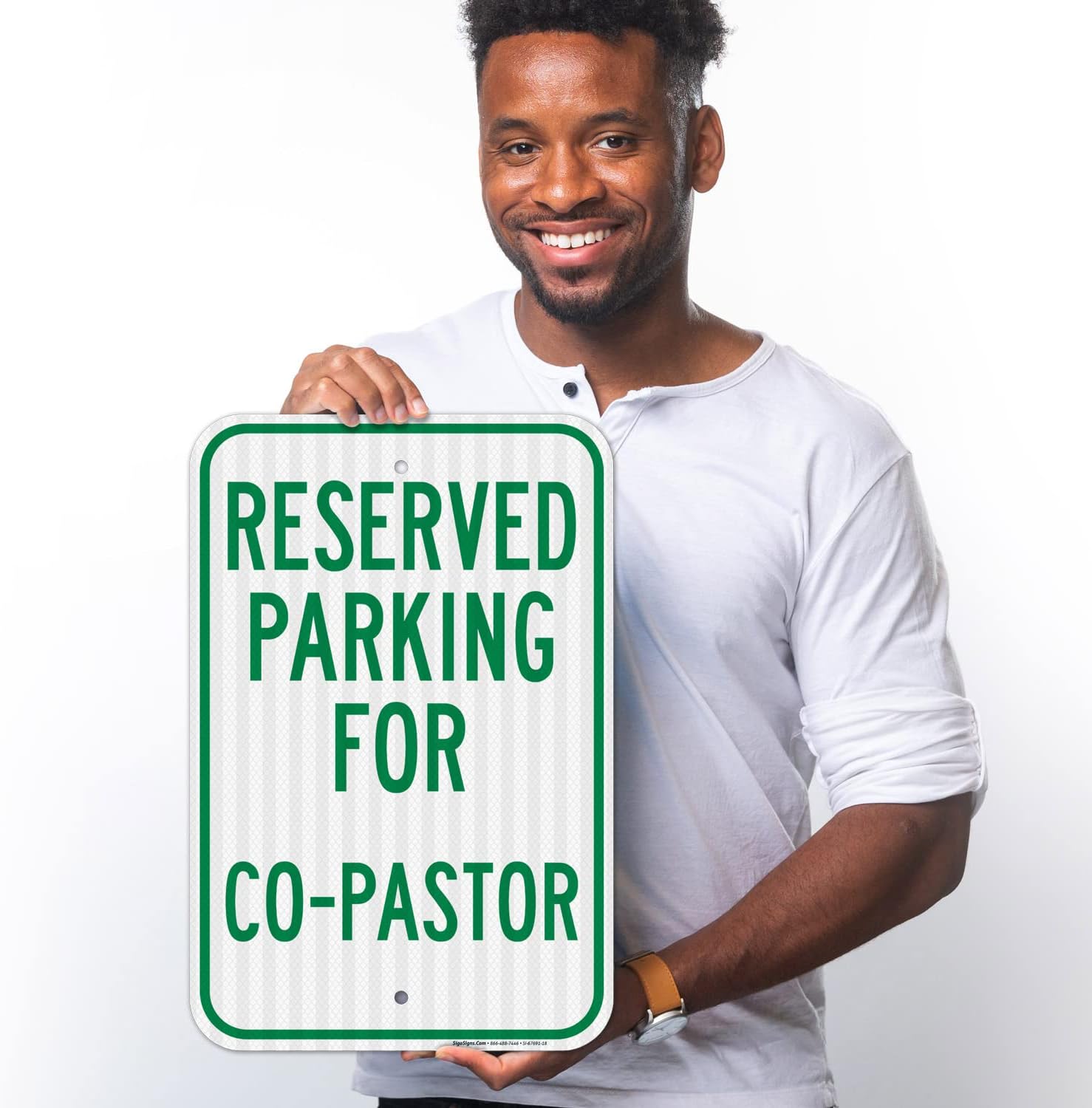 Reserved Parking for Co Pastor Sign, 12x18 Inches, 3M EGP Reflective .063 Aluminum, Fade Resistant, Made in USA
