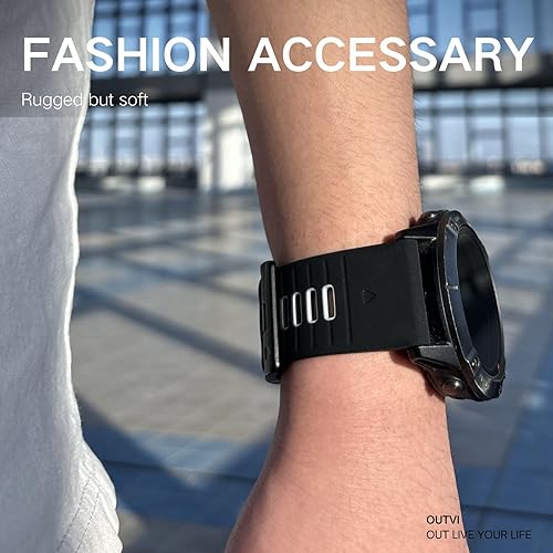 Vista 27 de Correa de reloj de 1.024 in para Garmin Fenix 7x Sapphire Solar Fenix 6x Pro Solar Fenix 5x 3 horas de liberación rápida de ajuste de silicona