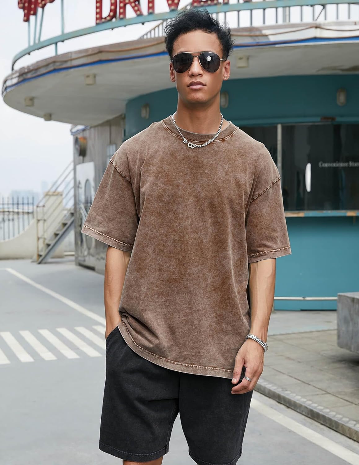 Oversized T Shirts for Men Vintage T Shirts Cotton Heavyweight Washed Loose Fit Short Sleeve Baggy Unisex Tee Tops - Image 3