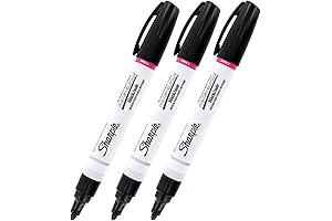 Sharpie Oil-Based Paint Marker, Medium Point, Black Ink, Pack of 3