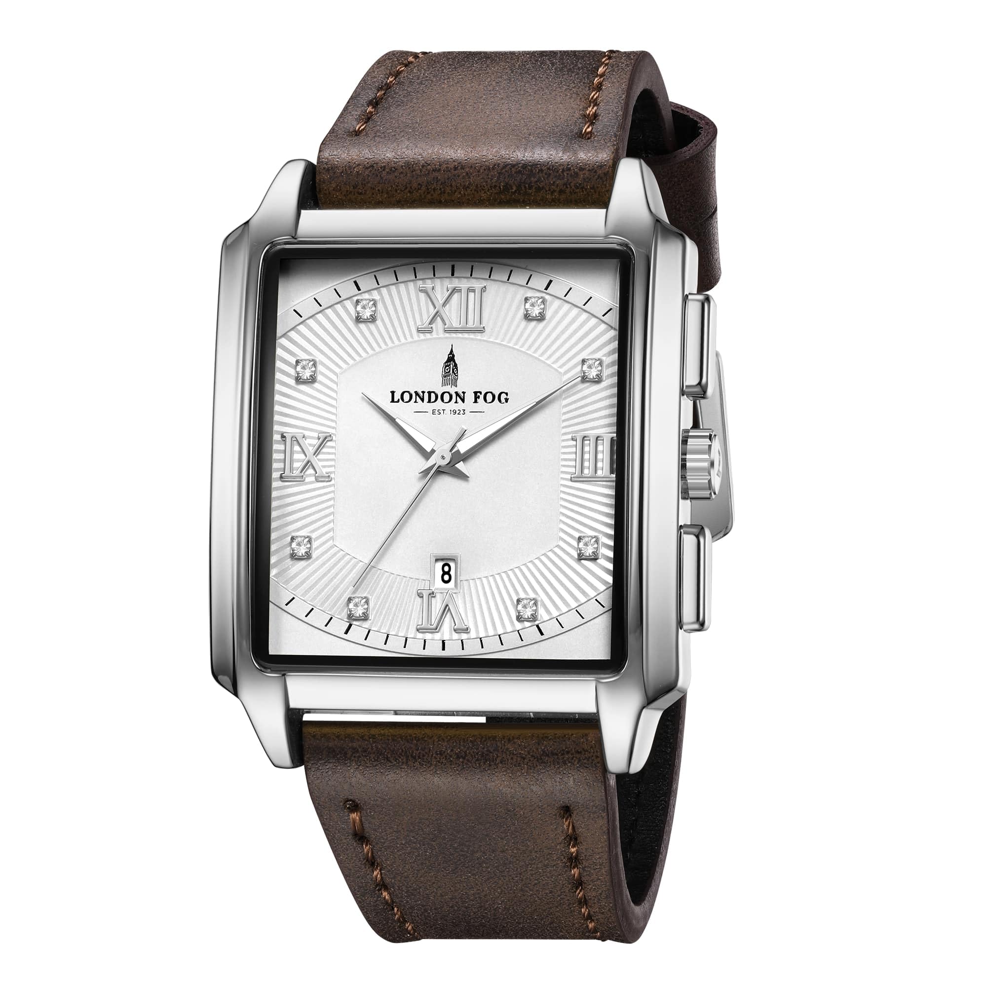 Mafyair Collection Square Analog Watch for Men with Square Dial, Roman Numerals, Crystal Hour Markers, Date Display & Leather Strap-image-33