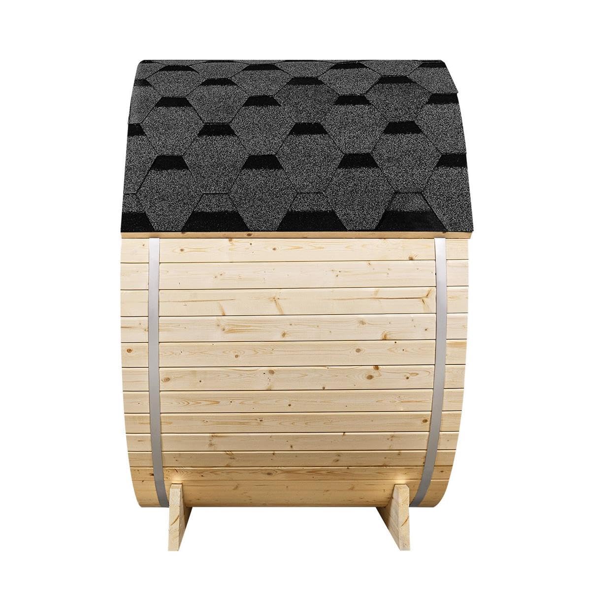 Outdoor Sauna Fasssauna Speyer aus Fichtenholz – Saunafass Komplettset mit Saunaofen, LED Beleuchtung & Zubehör – Gartensauna (M - 120x191)