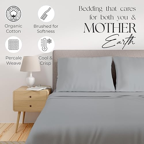 Miniatura 2 de SUPREME ELEGANCE Juego de sábanas tamaño King de algodón orgánico, 100% tejido percal, frescas y transpirables, bolsillo profundo para colchones de