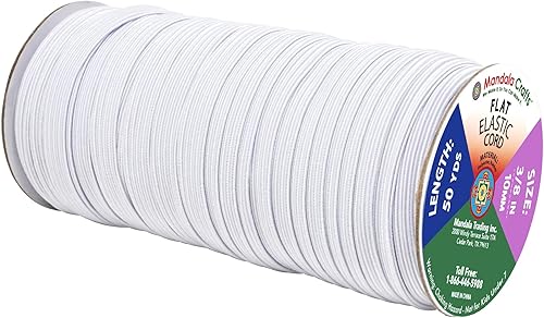 Vista 267 de Mandala Crafts - Rollo de cordón elástico plano para costura y manualidades Beige