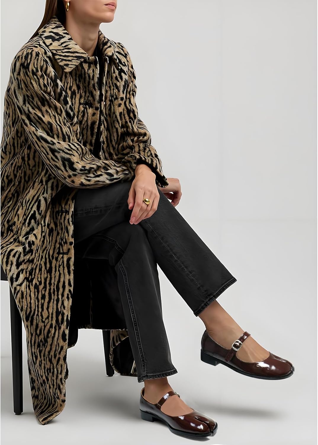 Tabi Mary Jane Shoes Women Split Toe Ankle Buckle Strap Womens Flats Comfort Casual Dressy Party School Work Dress Pumps Shoes - Image 7