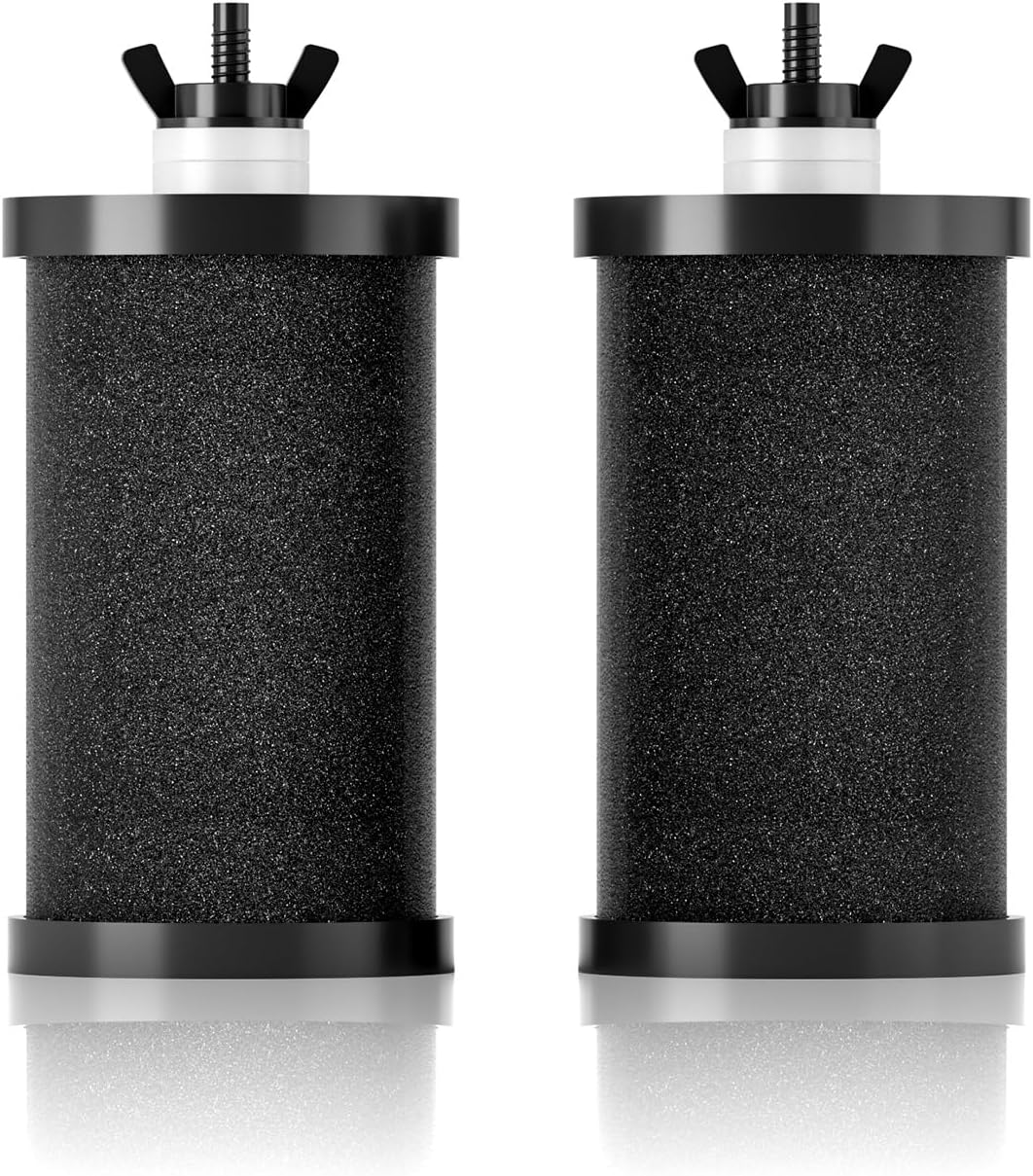 Thickened Black Purification Elements, Replacement for Berkey® BB9-2® & Gravity Water Filter System, High Adsorption Carbon Filters Compatible with ProOne® and Purewell Systems (2 Pack)