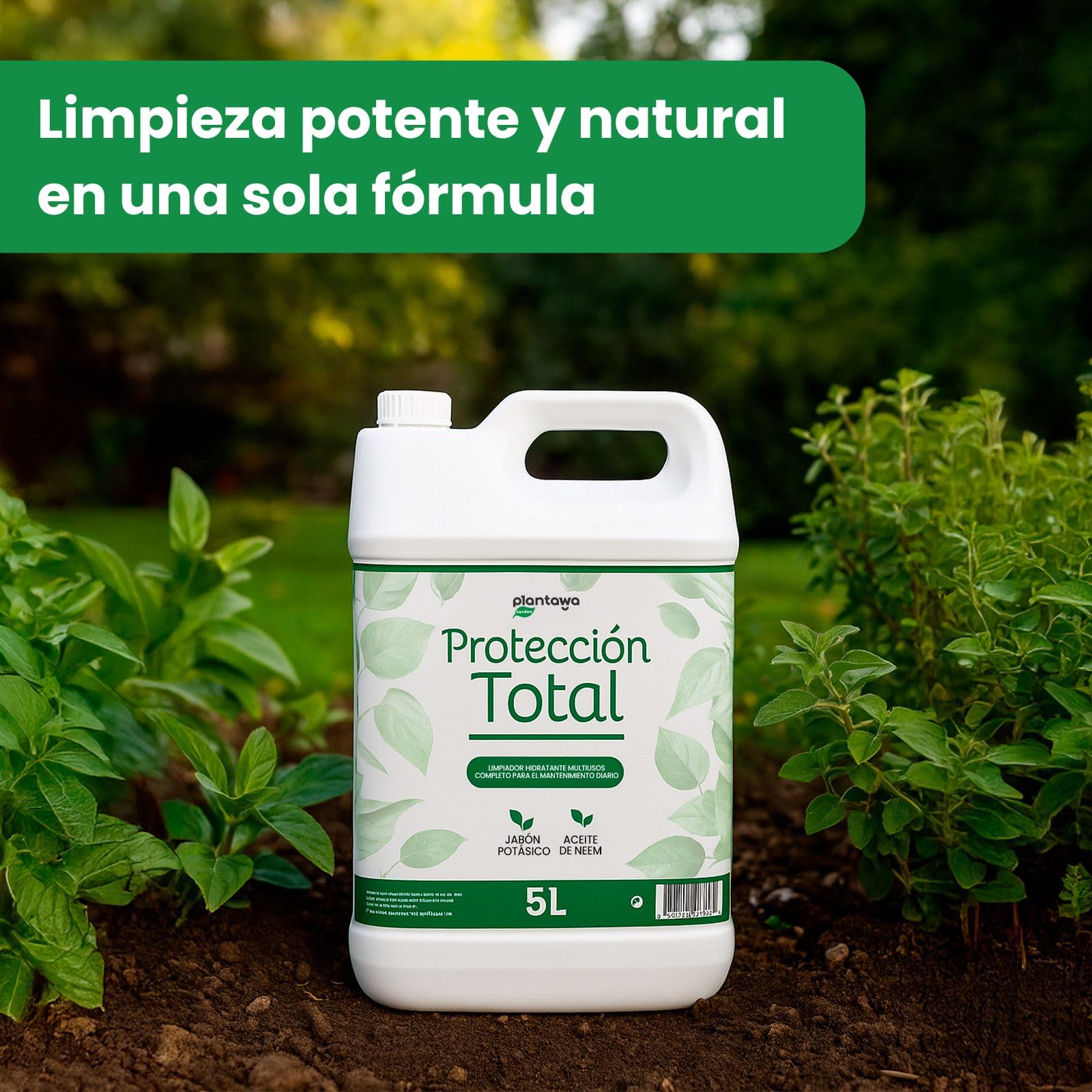 PLANTAWA Protección Total 5L | jabon potasico con aceite de neem | Solución Integral | Aplicación Sencilla y Versátil | Máxima Eficacia | Uso en Interiores y Exteriores