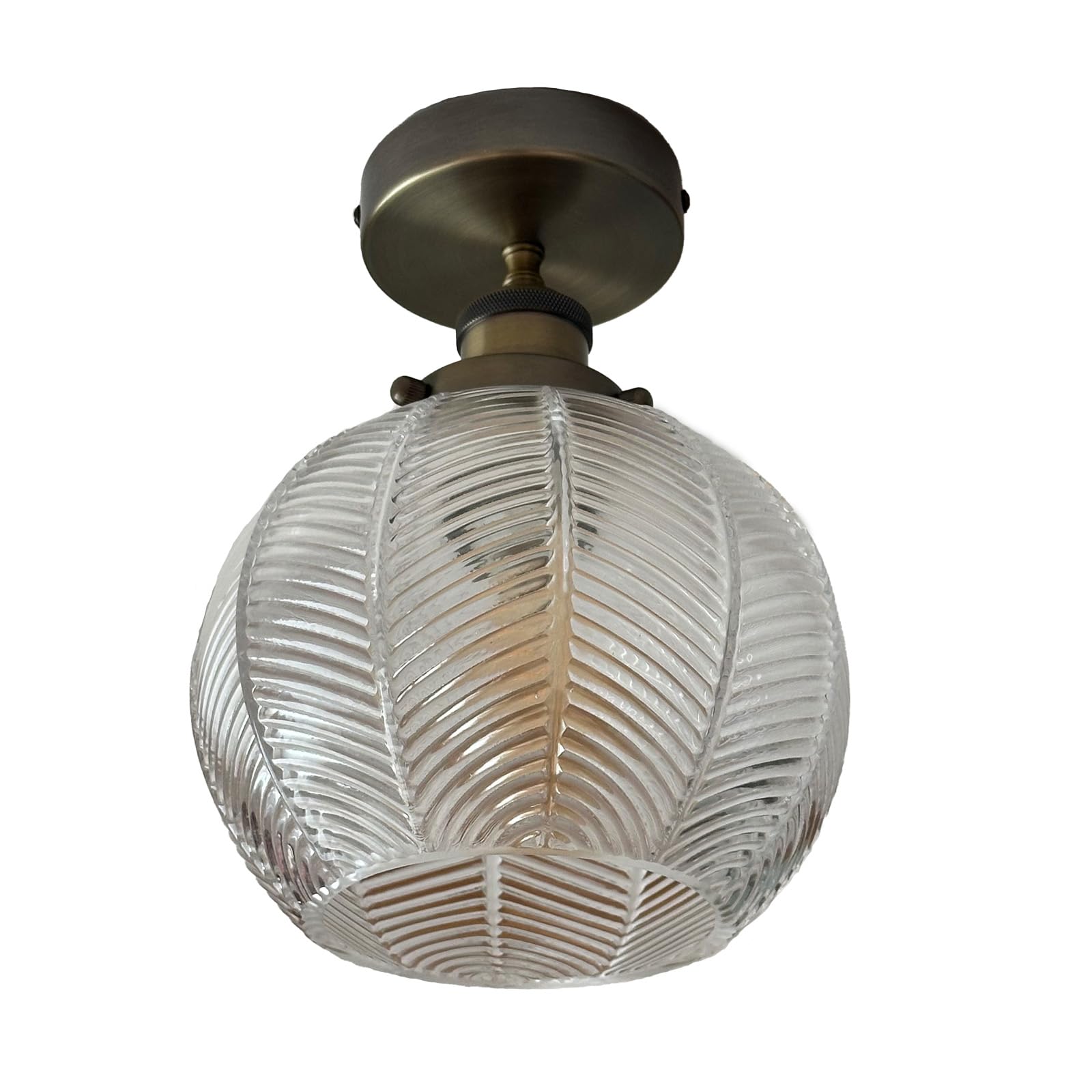 Kairui Lighting Vintage Glass Ceiling Light E27 Socket Flush Mount Ceiling Lamp Semi Flush Mount Lamp for Hallway Bathroom Kitchen Bedroom