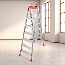 PARASNATH 6 Step 2Way Ladder Orange Silver Colour Step Ladder with Tool Tray Steel Ladder with Aluminium Steps Ladder for Home - 6 Year Manufacturer Warranty - Made in India