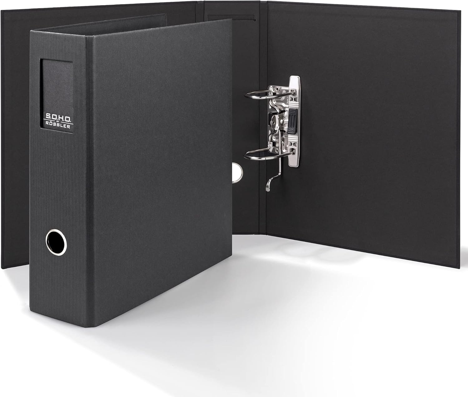 Rössler SOHO 80mm Spine A4 Lever Arch File with Index Aperture - Black