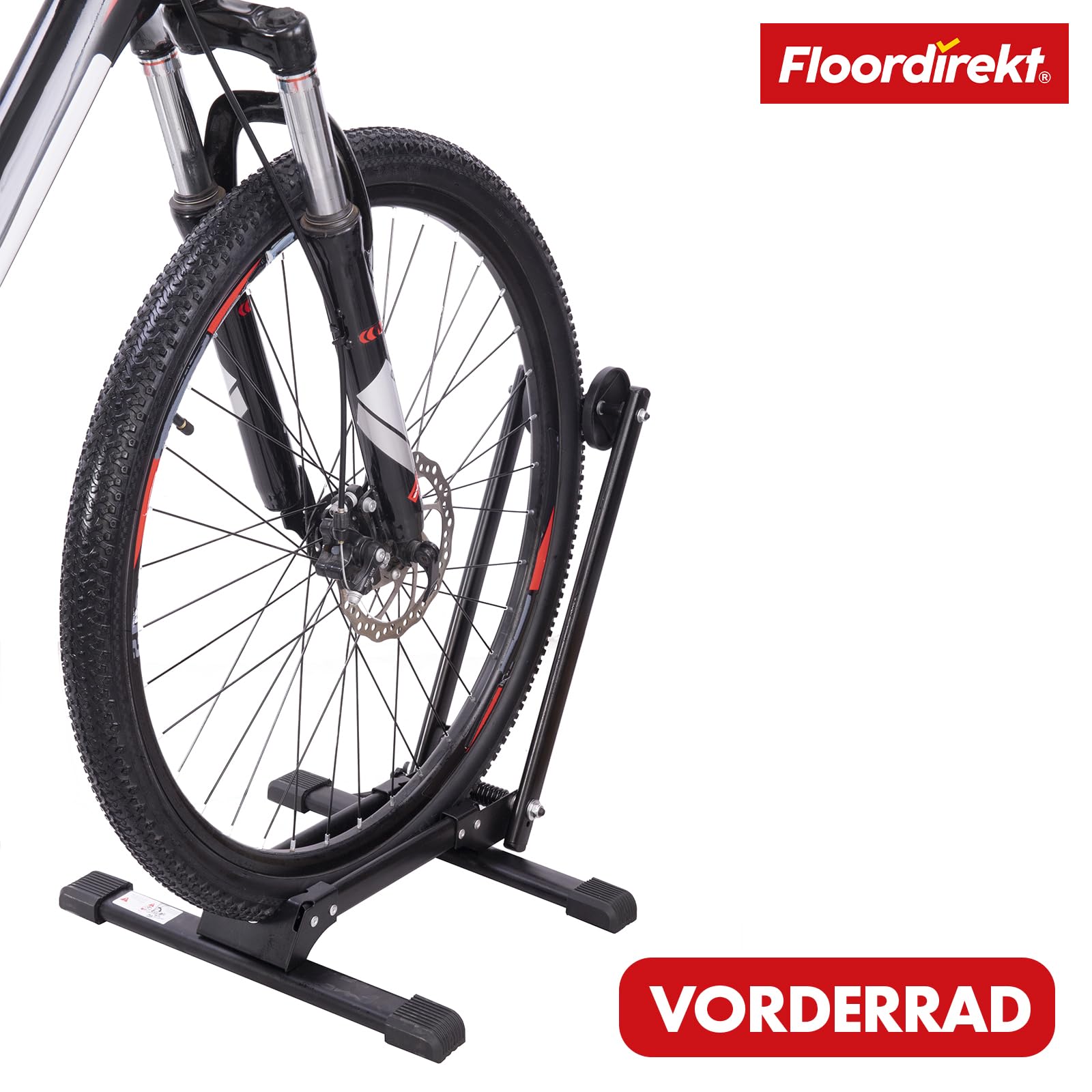 Floordirekt Fahrradständer, 24-29 Zoll Boden Fahrradständer, Fahrradhalter für Mountainbike, Ebike, Trekkingrad, Cityrad, Pendlerfahrräder (Finn)